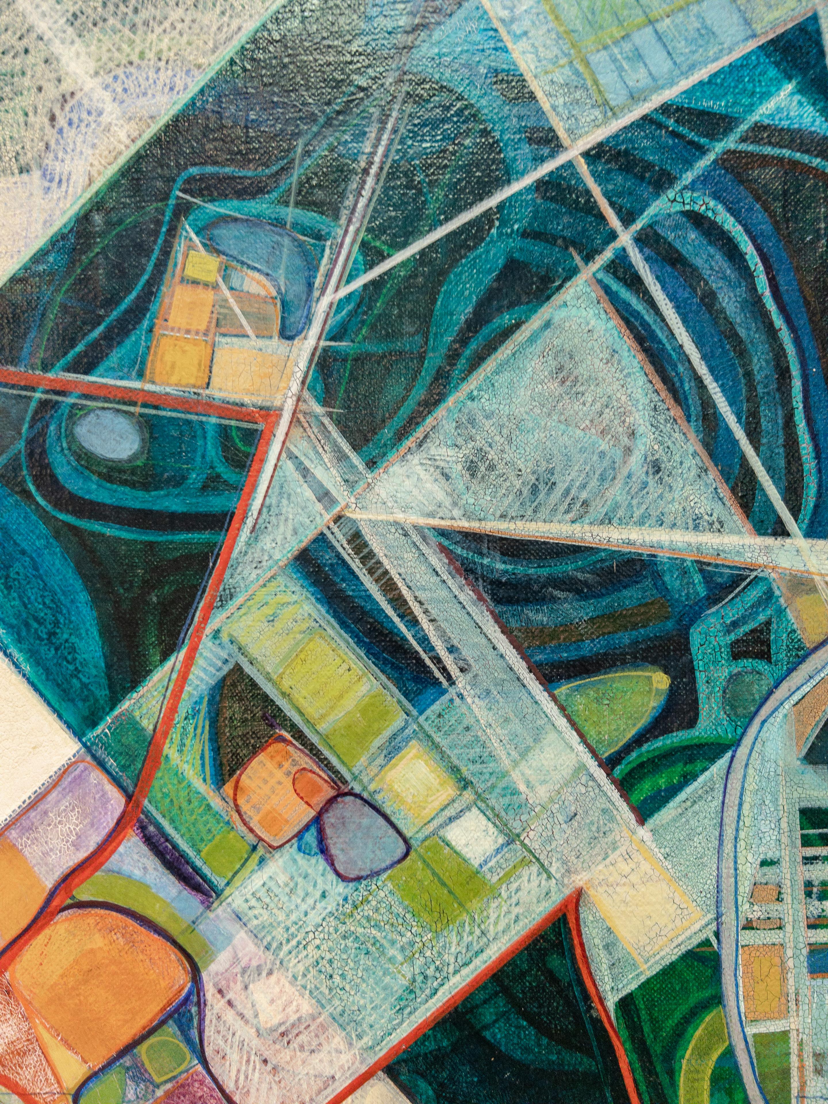 Fine XX secolo Pittura astratta belga a olio su tela degli anni '70