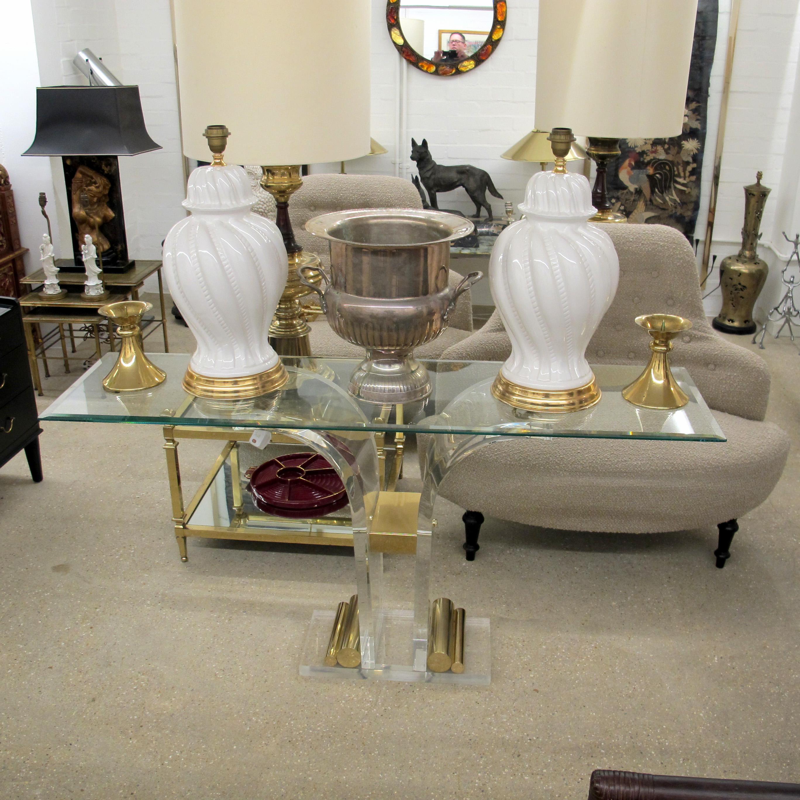 1970s Belgian Perspex/Lucite Console Table with Bevelled Glass Top In Good Condition For Sale In London, GB