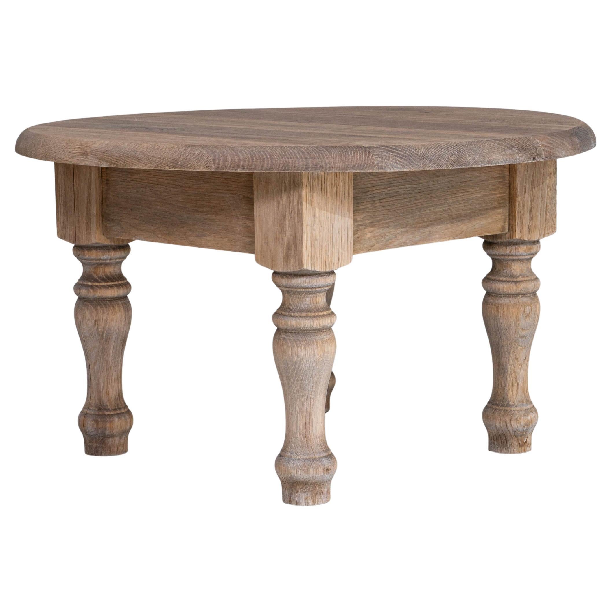 Table basse ronde en Oak Oak belge des années 1970 en vente