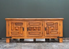 1970s Belgian Solid Oak Brutalist Sideboard