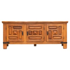 1970s Belgian Solid Oak Brutalist Sideboard