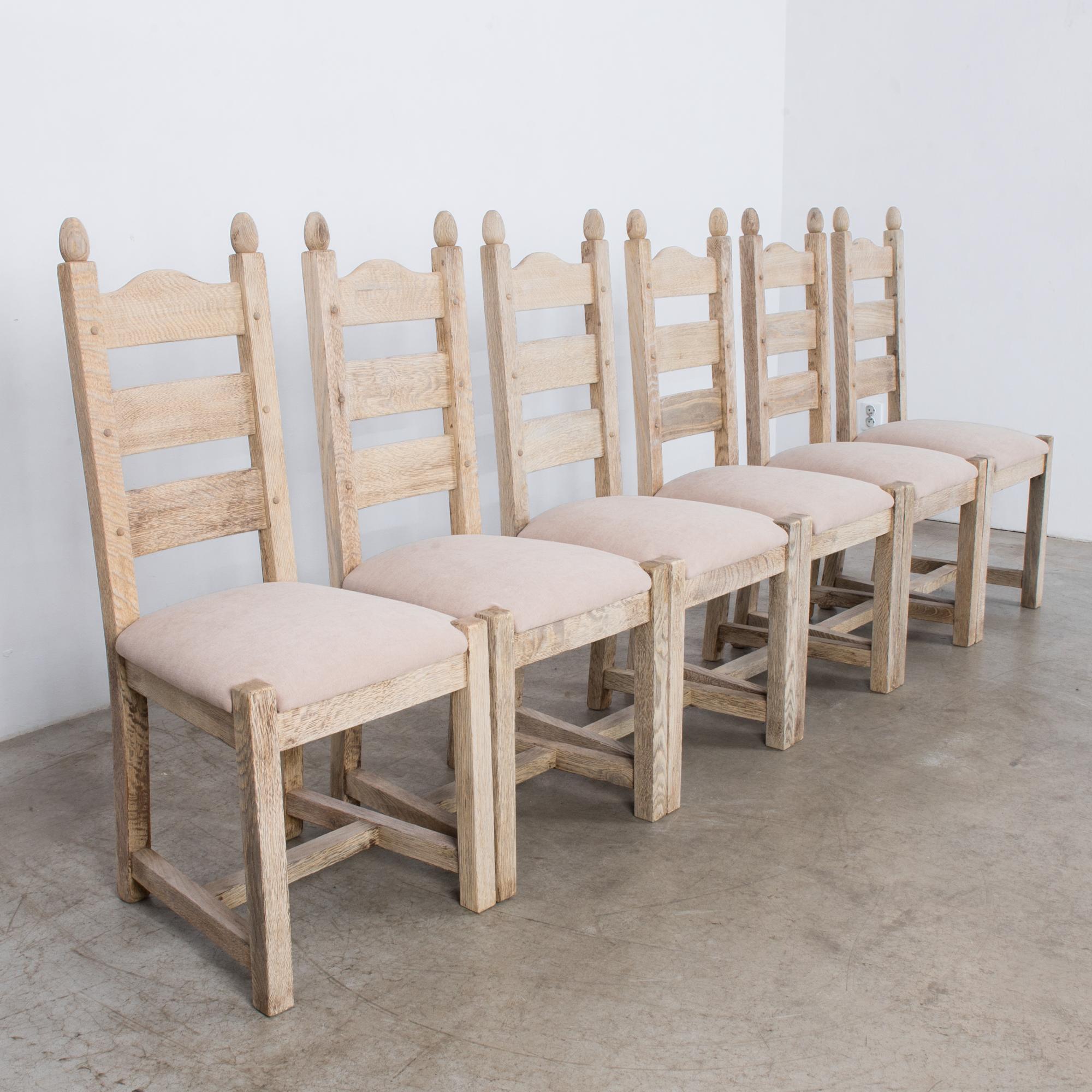 1970s Belgian Upholstered Dining Chairs, Set of Six 6