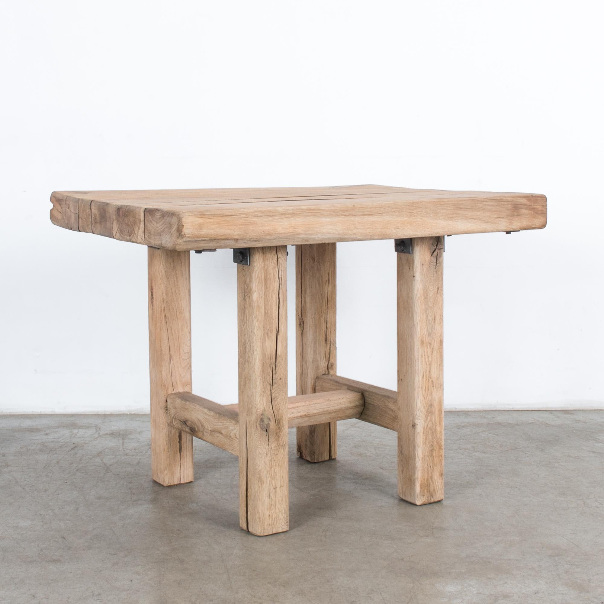 Rustic 1970s Belgian Wooden Side Table