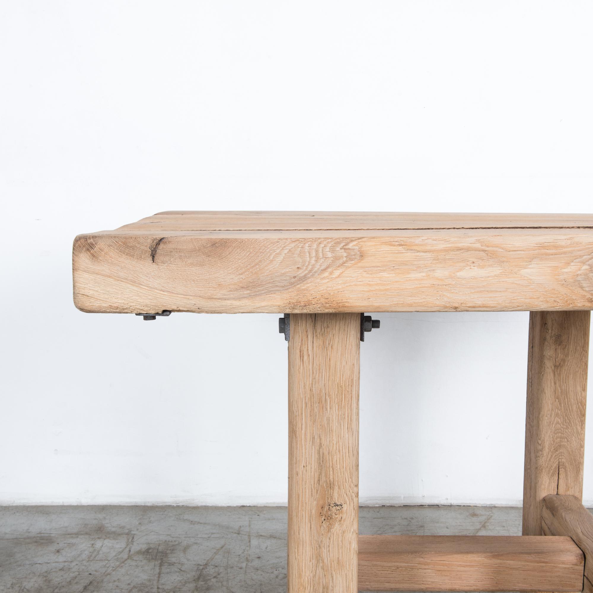 Oak 1970s Belgian Wooden Side Table