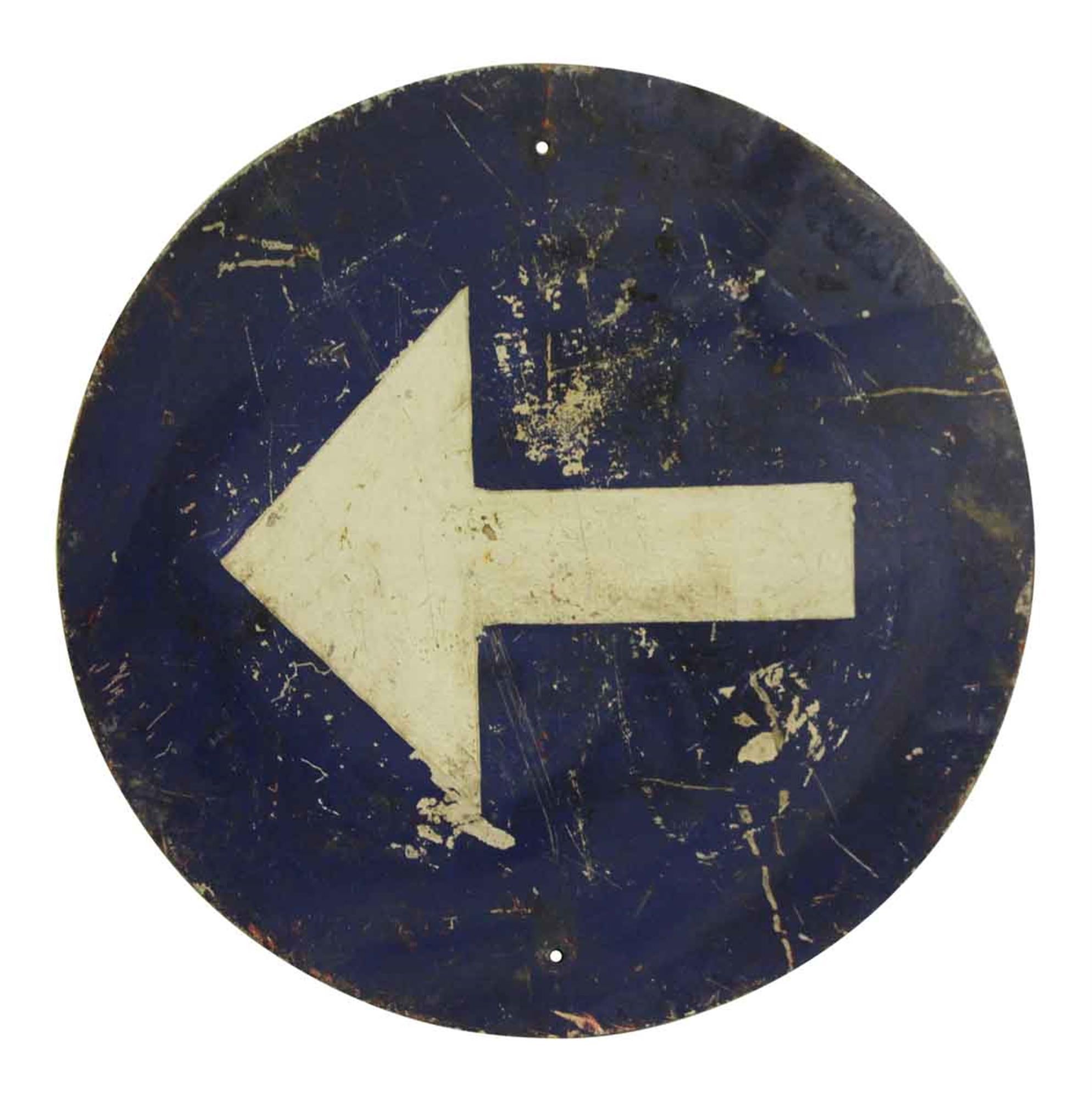1970s Belgium Blue and White Arrow Direction Road or Street Sign