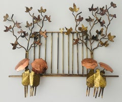 1970s Belgium Brutalist Brass & Copper Wall Art Sculpture Curtis Jeré Style
