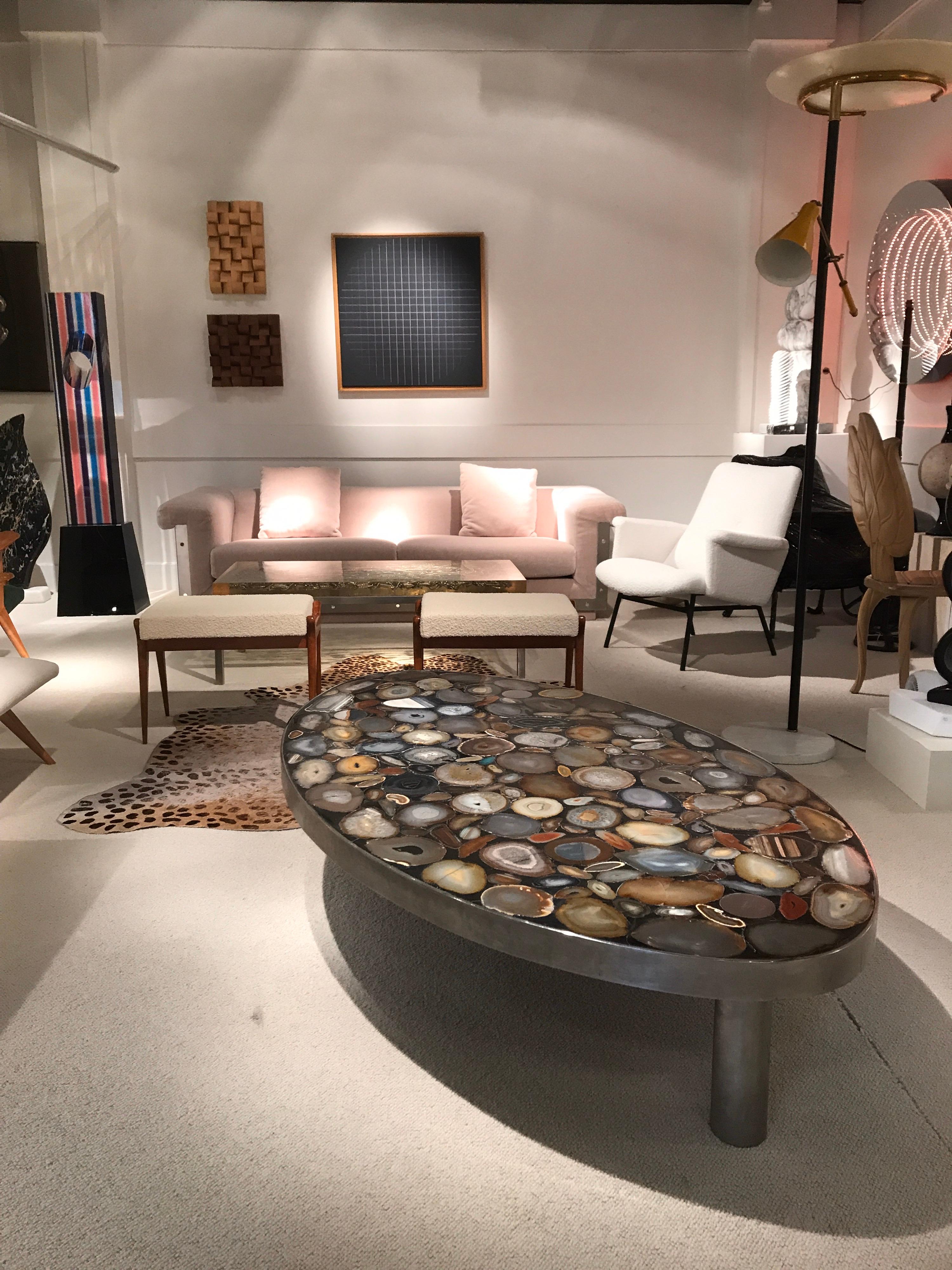 1970s Belgium Coffee Table with Agates Inlay 5