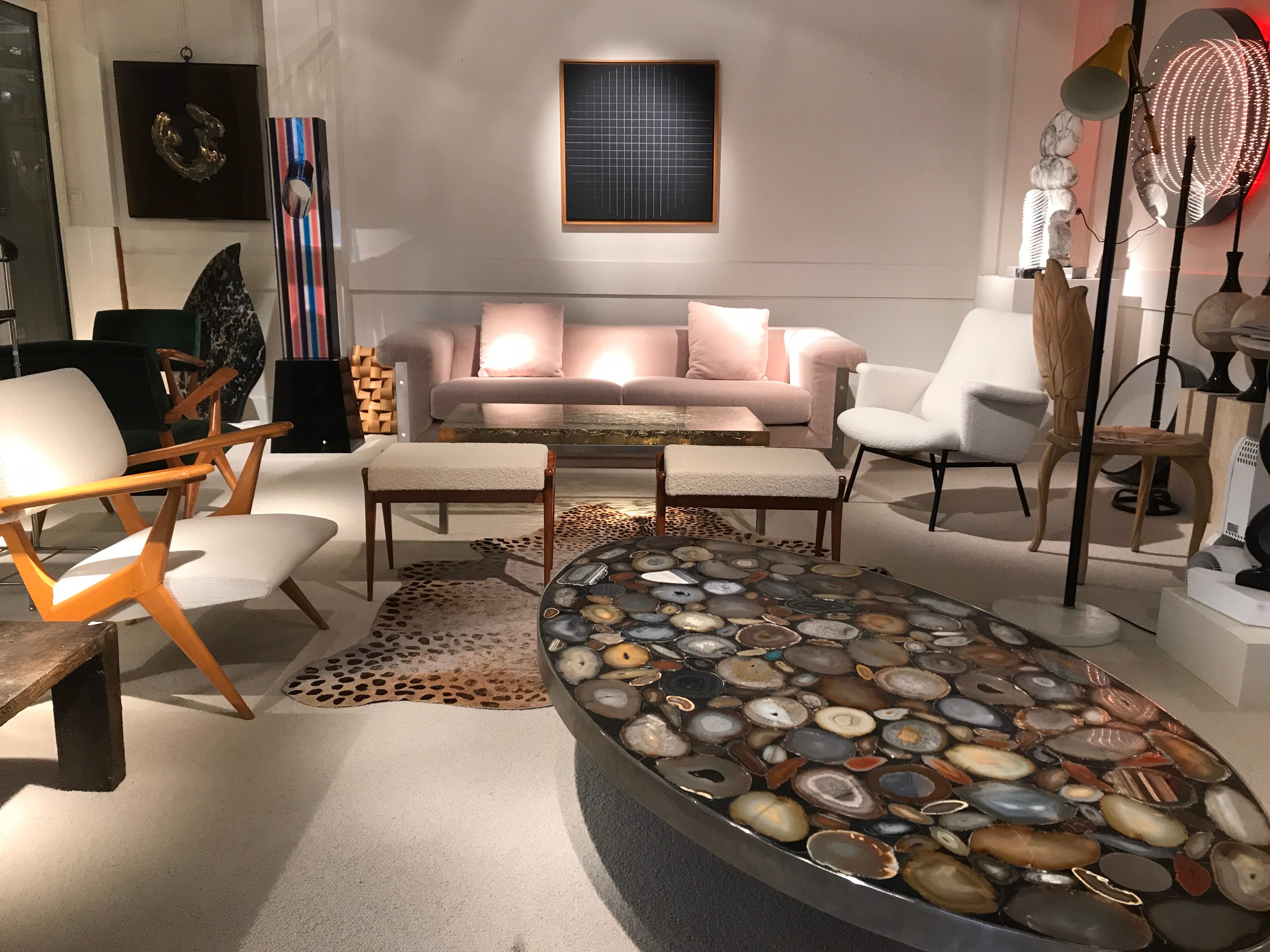 1970s Belgium Coffee Table with Agates Inlay 2