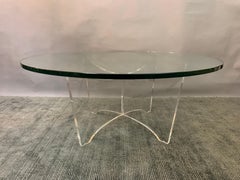 1970s Belgium Space Age Toughened Glass and Acrylic Coffee Sofa Table