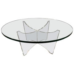 1970s Belgium Space Age Toughened Glass and Acrylic Coffee Sofa Table