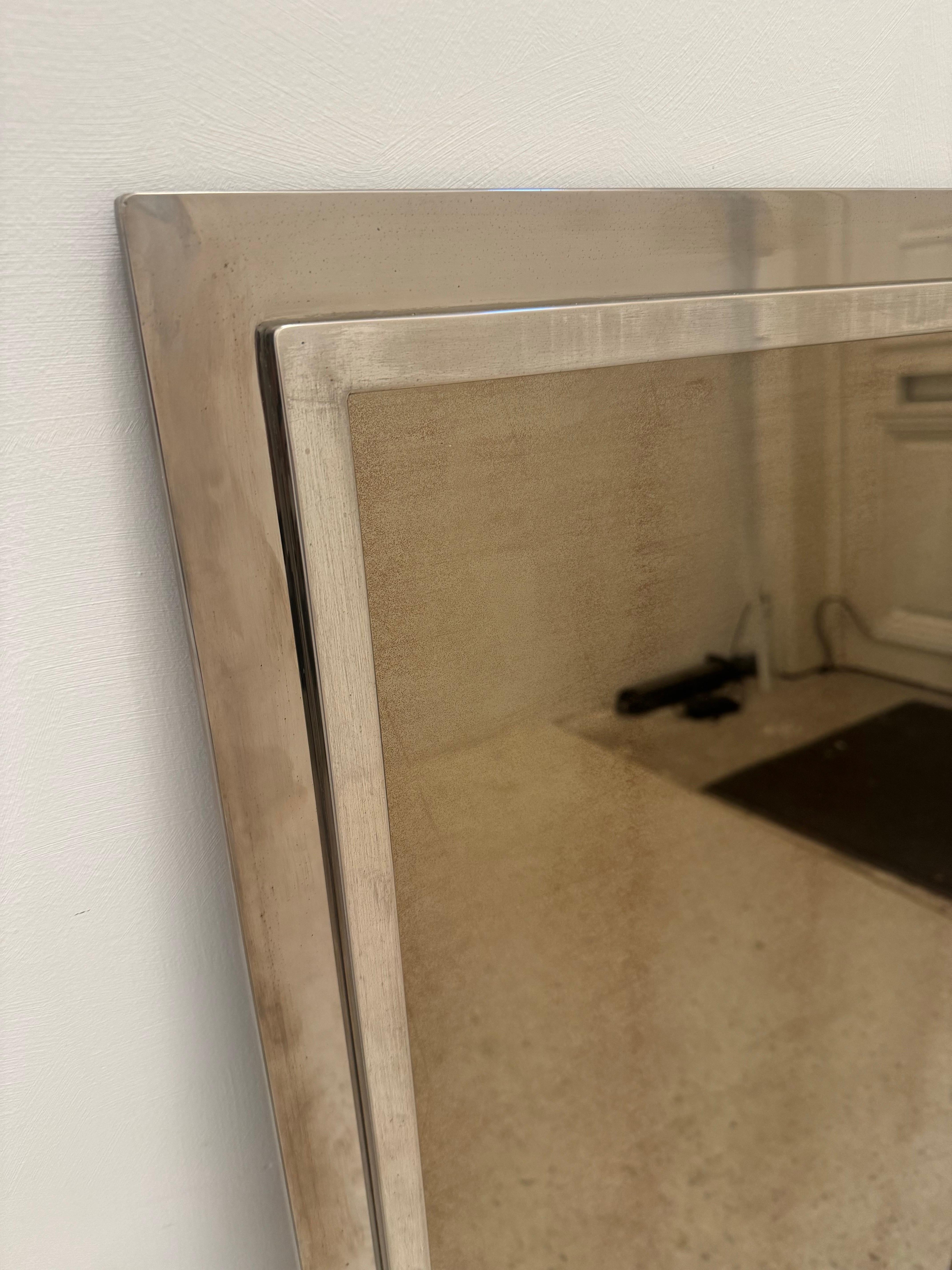 Belgian 1970s Belgo Chrom Bronze Mirror with Polished Chrome Frame For Sale
