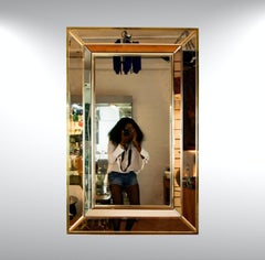 1970s Belgo Chrom Dewulf Belgium Faceted Two Tone Wall Mirror