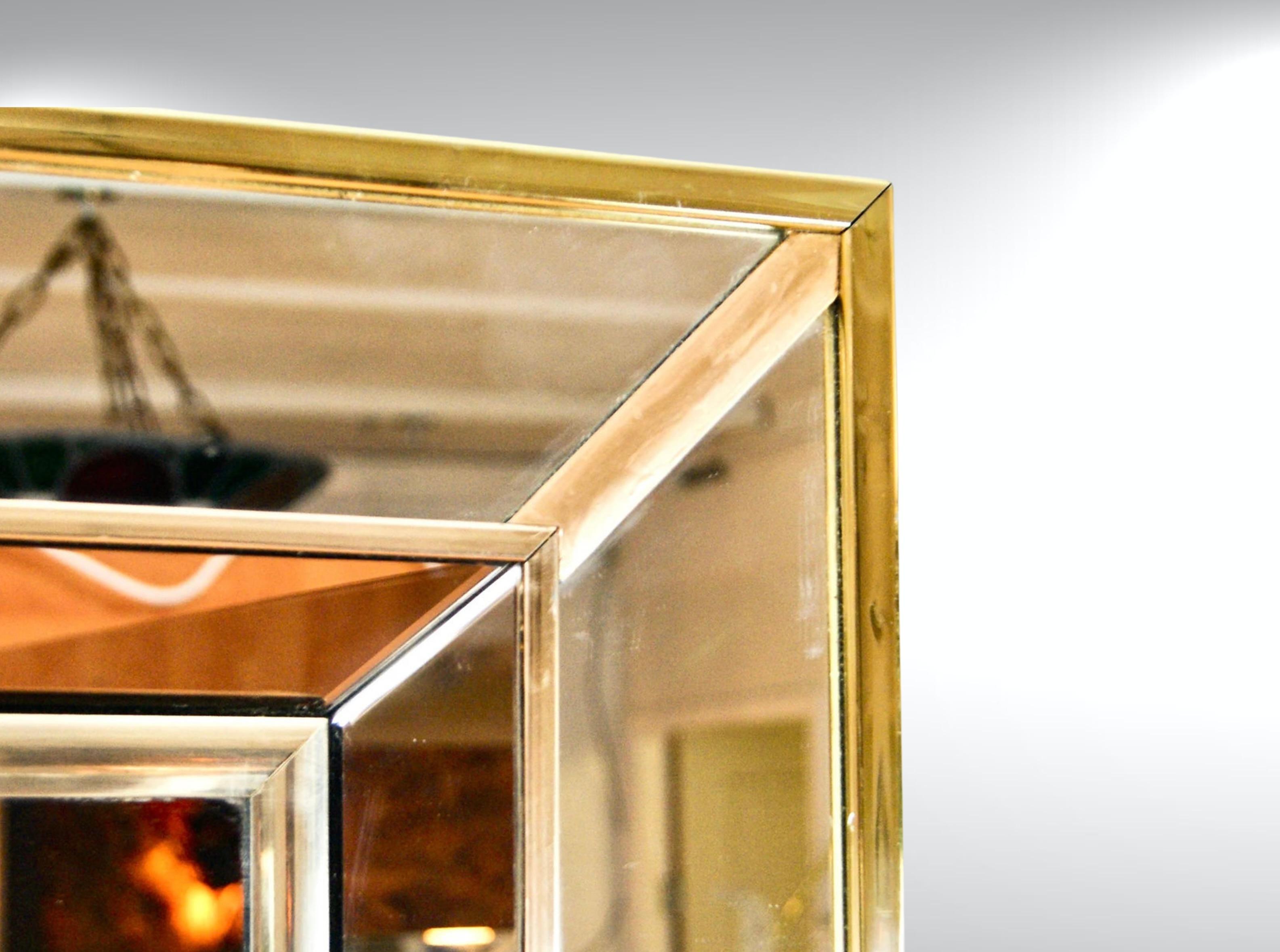 Mid-Century Modern 1970s Belgo Chrom Dewulf Belgium Faceted Two Tone Wall Mirror