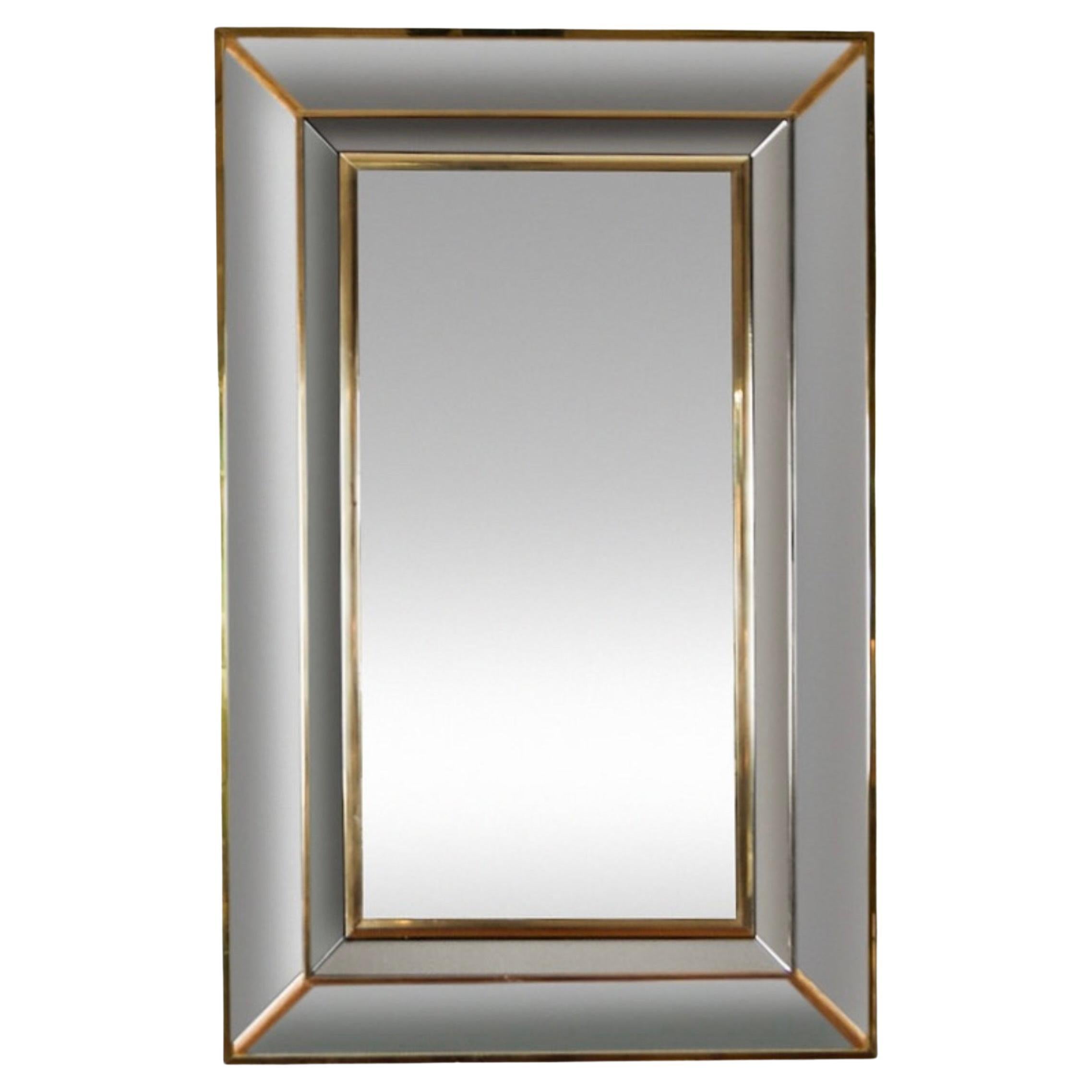 1970s Belgo Chrom Dewulf Belgium Faceted Two Tone Wall Mirror