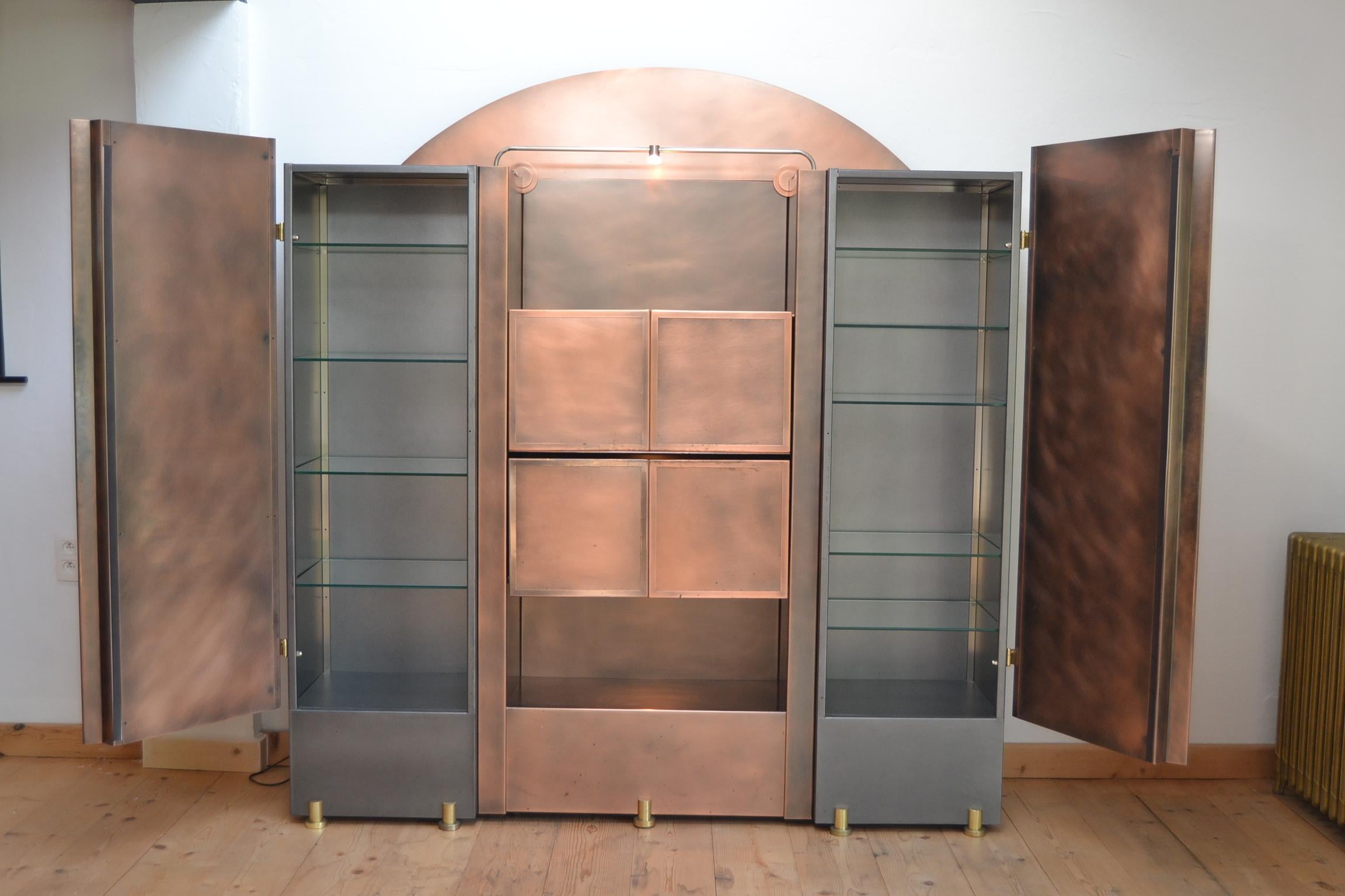 Belgo Chrome Bar Cabinet, Copper and Brass, Belgium For Sale 7
