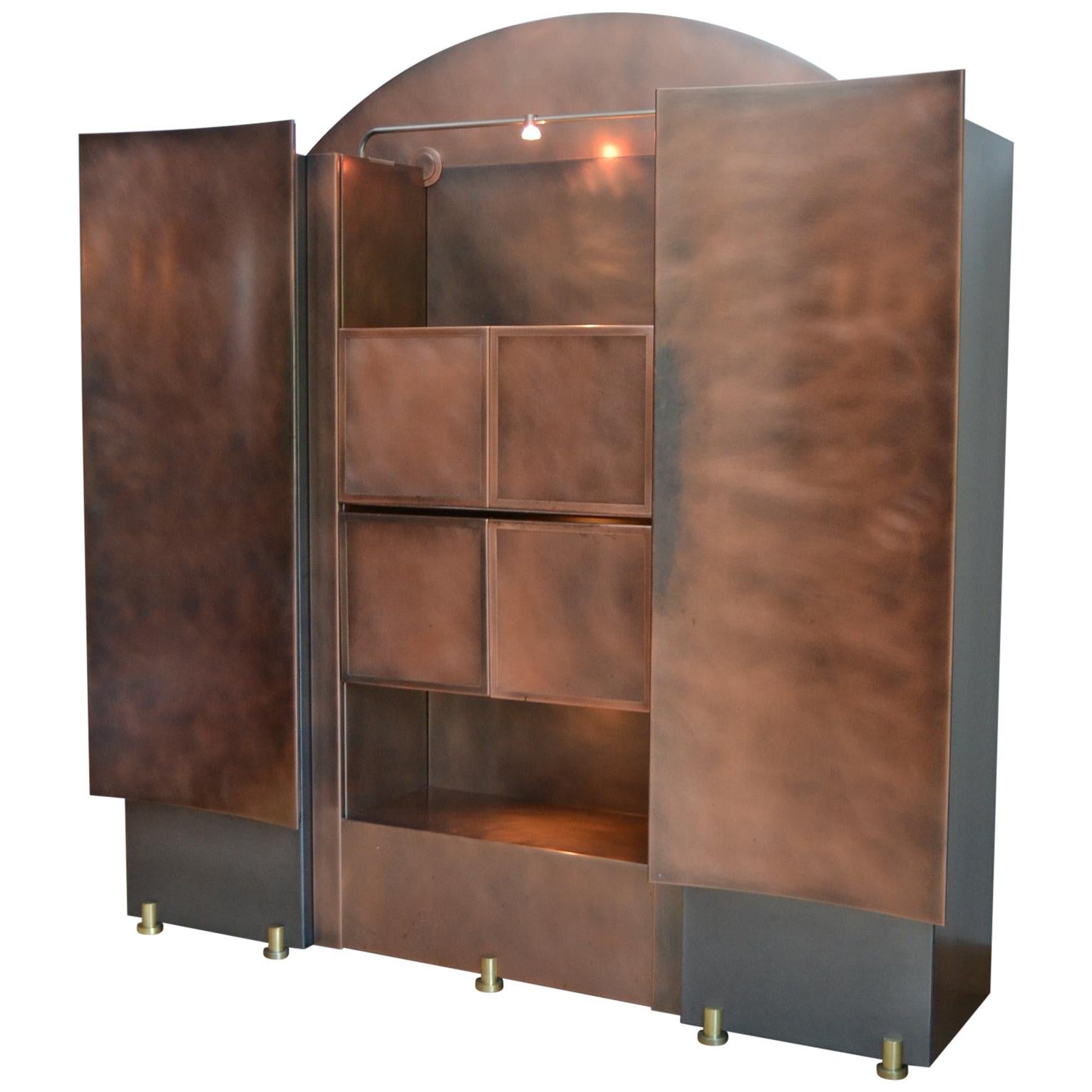 Belgo Chrome Bar Cabinet, Copper and Brass, Belgium For Sale