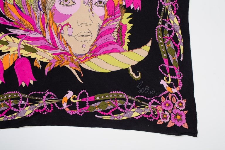 1970s Bellotti Psychedelic Floral Silk Scarf at 1stDibs | bellotti scarf