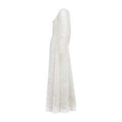 Vestido bordado de lentejuelas de seda blanca Bellville Sassoon de los años 70