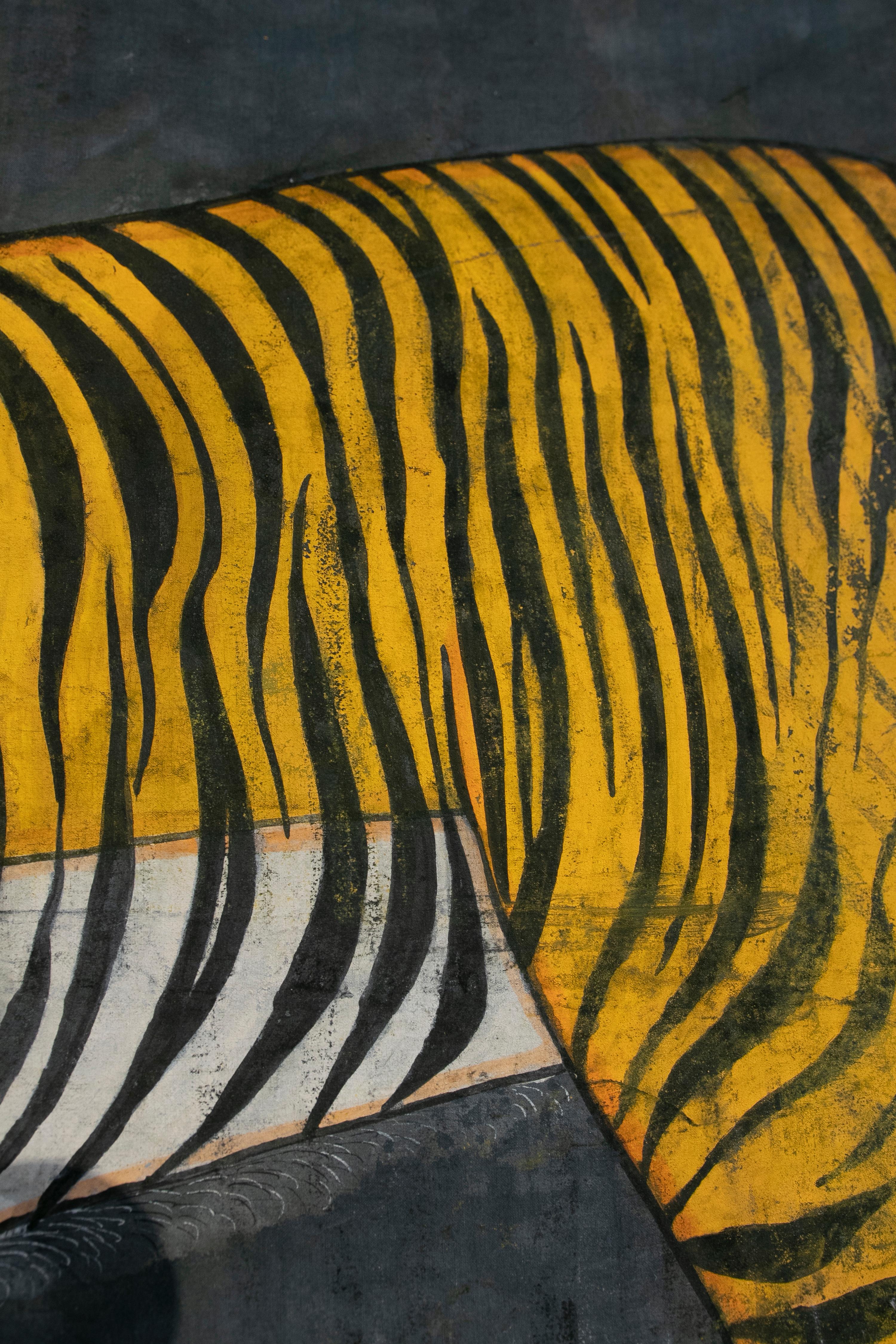 1970s Bengal Tiger Painting in Jaime Parlade Style In Good Condition In Marbella, ES