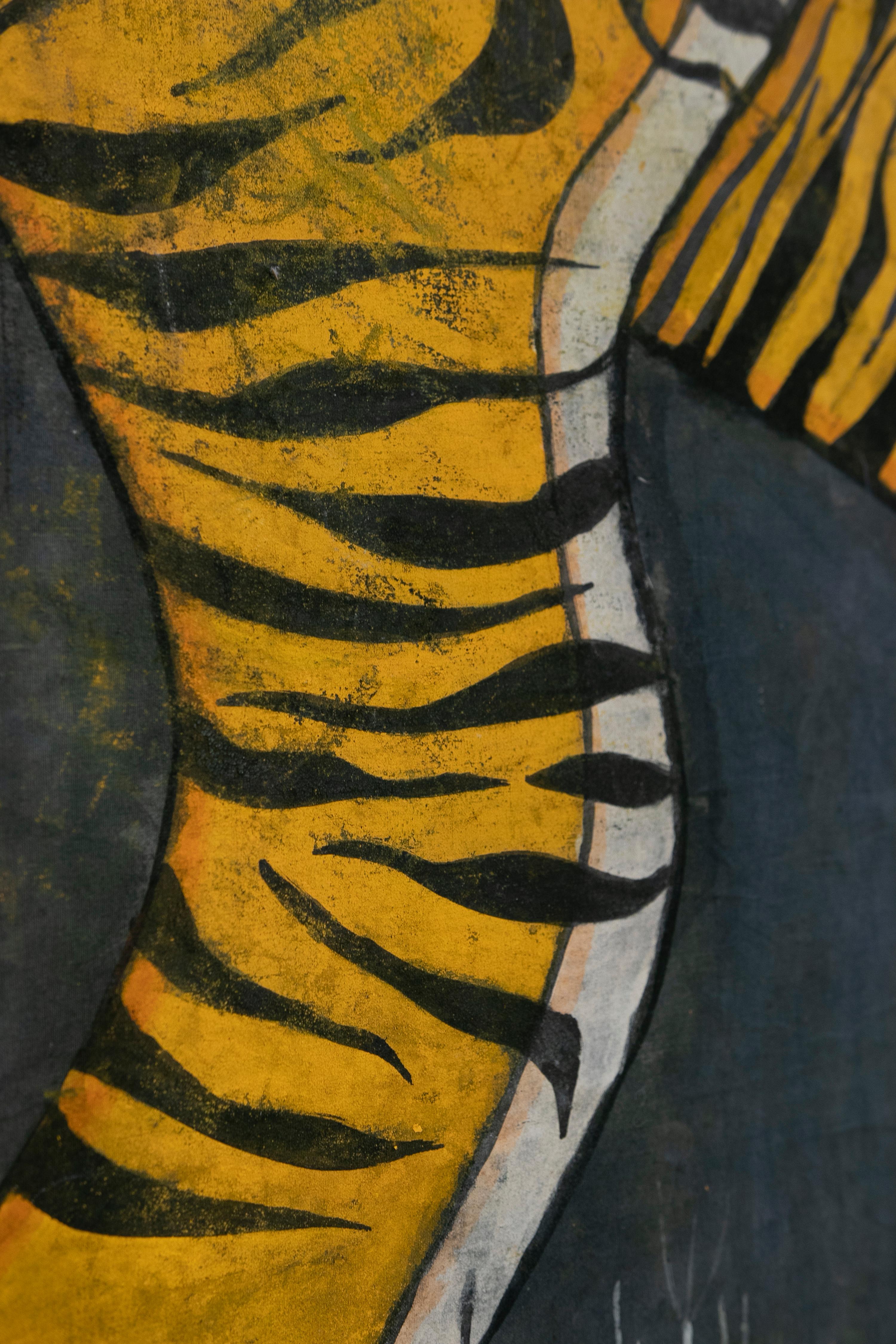 20th Century 1970s Bengal Tiger Painting in Jaime Parlade Style