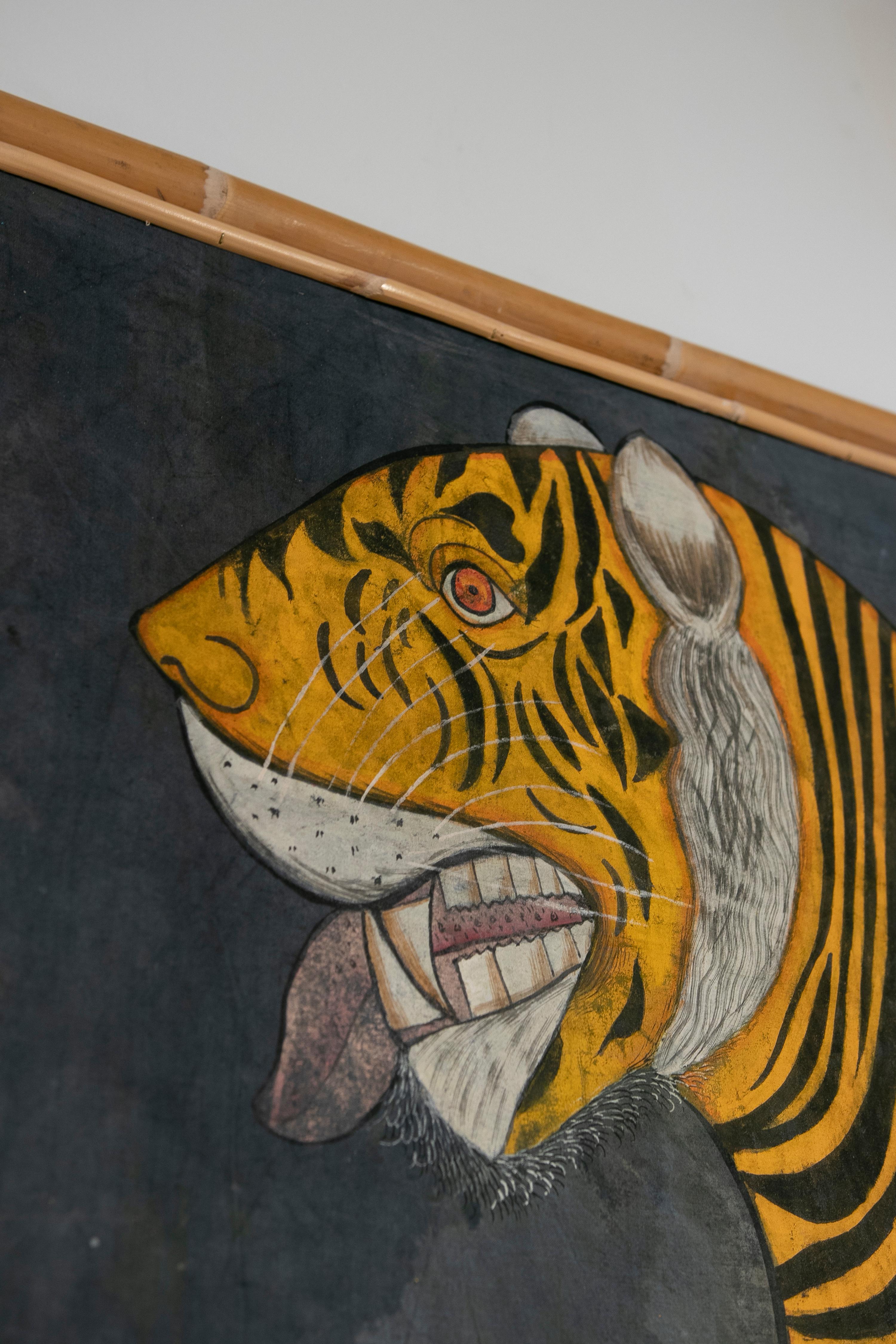 1970s Bengal Tiger Painting in Jaime Parlade Style 1