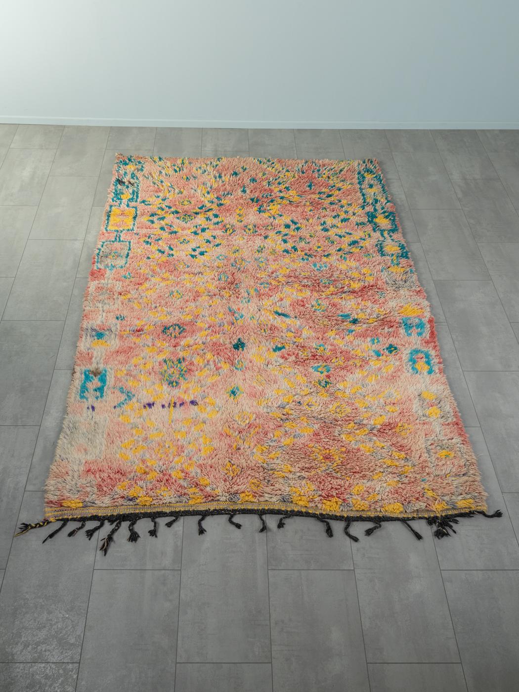This Vintage Beni Mguild is a 100 % wool rug – soft and comfortable underfoot. Our Berber rugs are handmade, one knot at a time. Each of our Berber rugs is a long-lasting one-of-a-kind piece, created in a sustainable manner with local