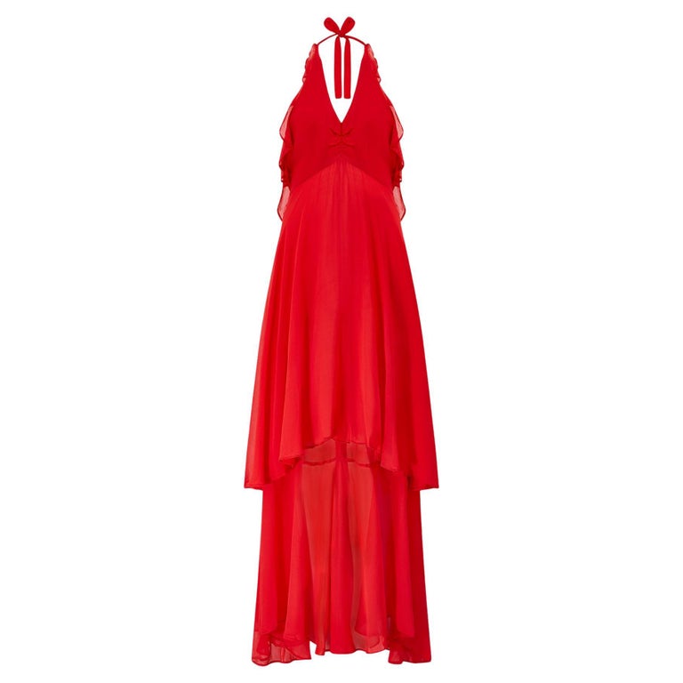 1970s Benny Ong For Mushroom Boutique Red Halter Neck Dress 1970s Benny Ong For Mushroom Boutique Red Halter Neck Dress