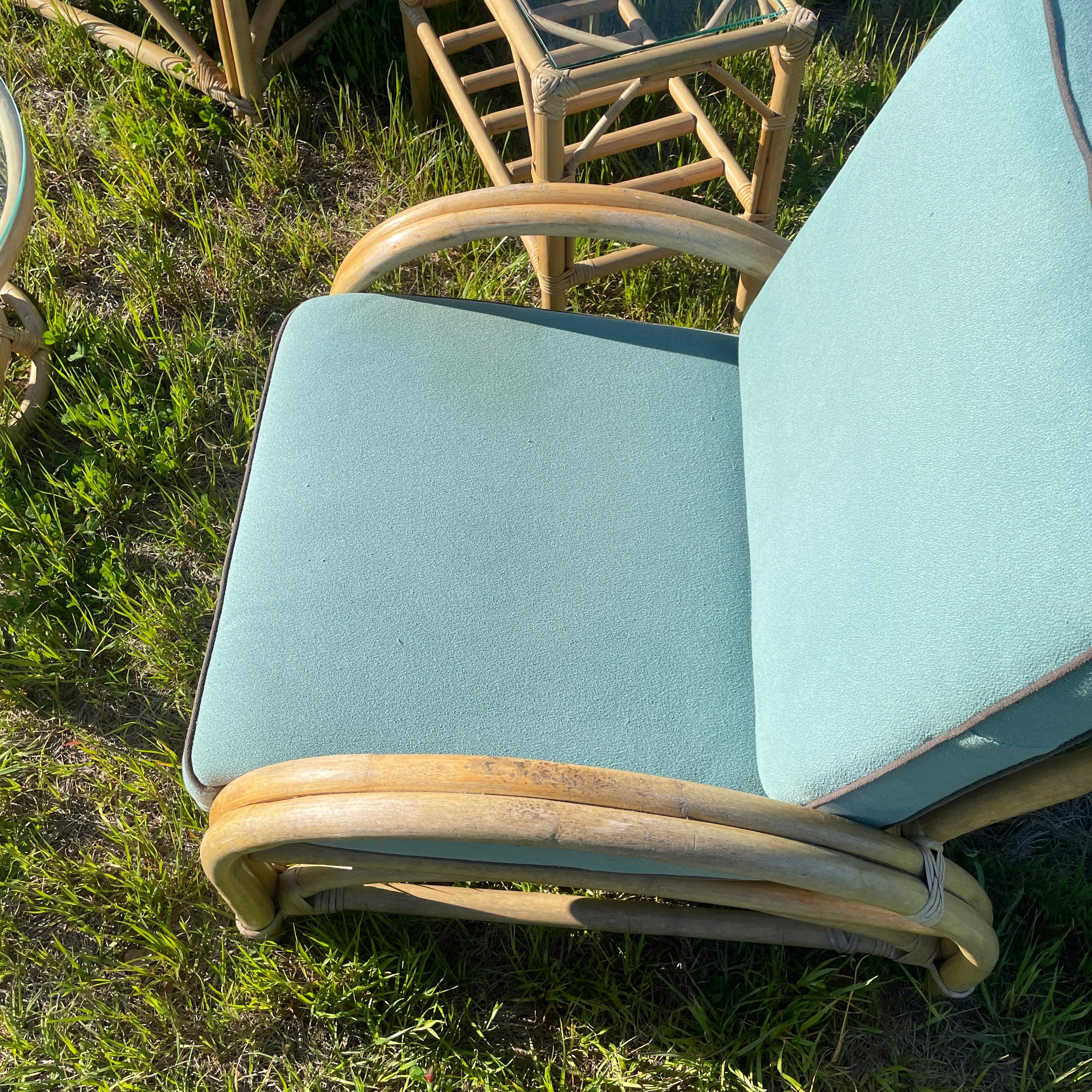 1970er Jahre Bugholz Bambus Terrassenmöbel, Paar Lounge-Stühle und Tisch Set von 4 im Angebot 4