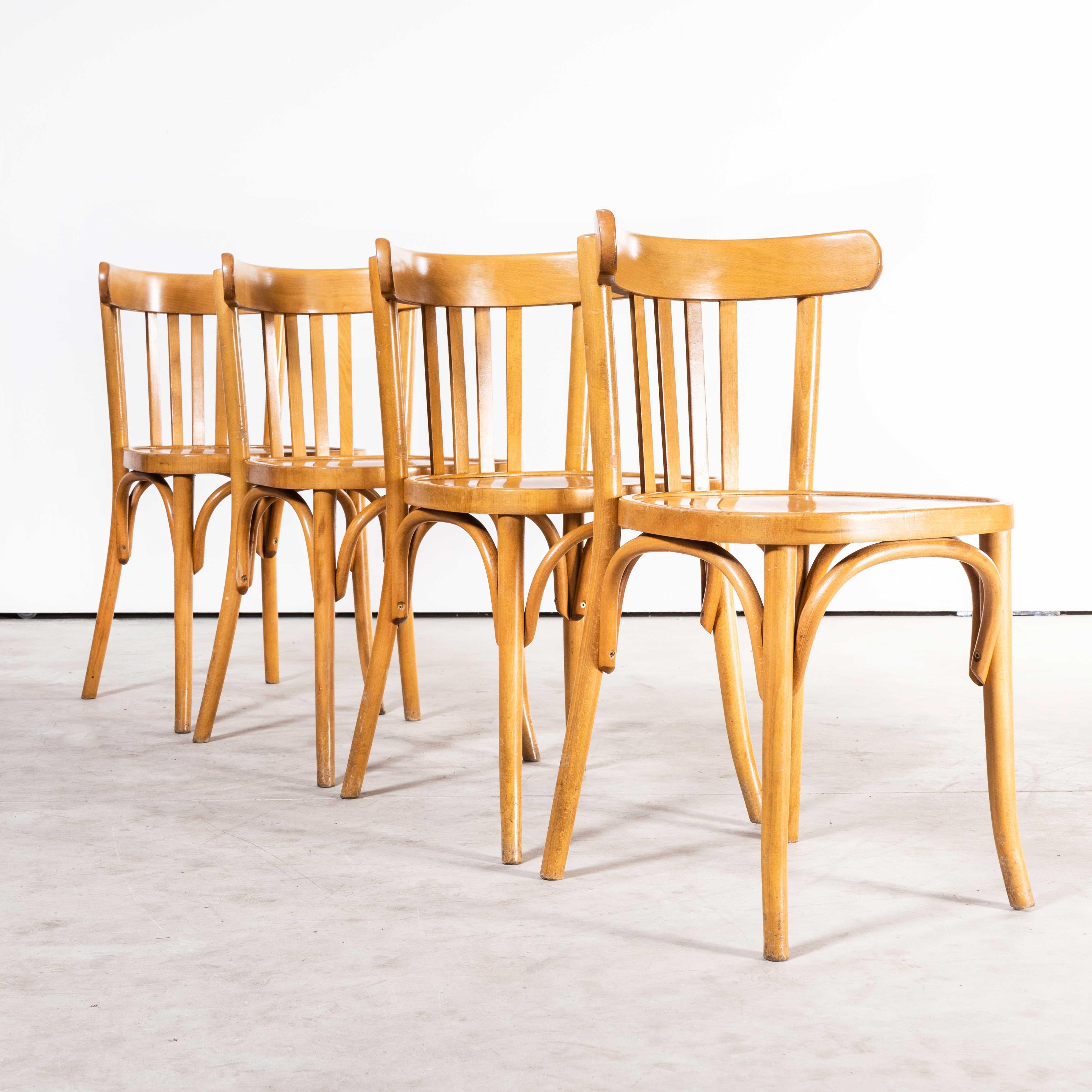 1970’s Bentwood honey beech bentwood dining chairs – set of four
1970’s Bentwood honey beech bentwood dining chairs – set of four. Sourced in France these are late production chairs from a traditional bentwood factory in Eastern Europe. High