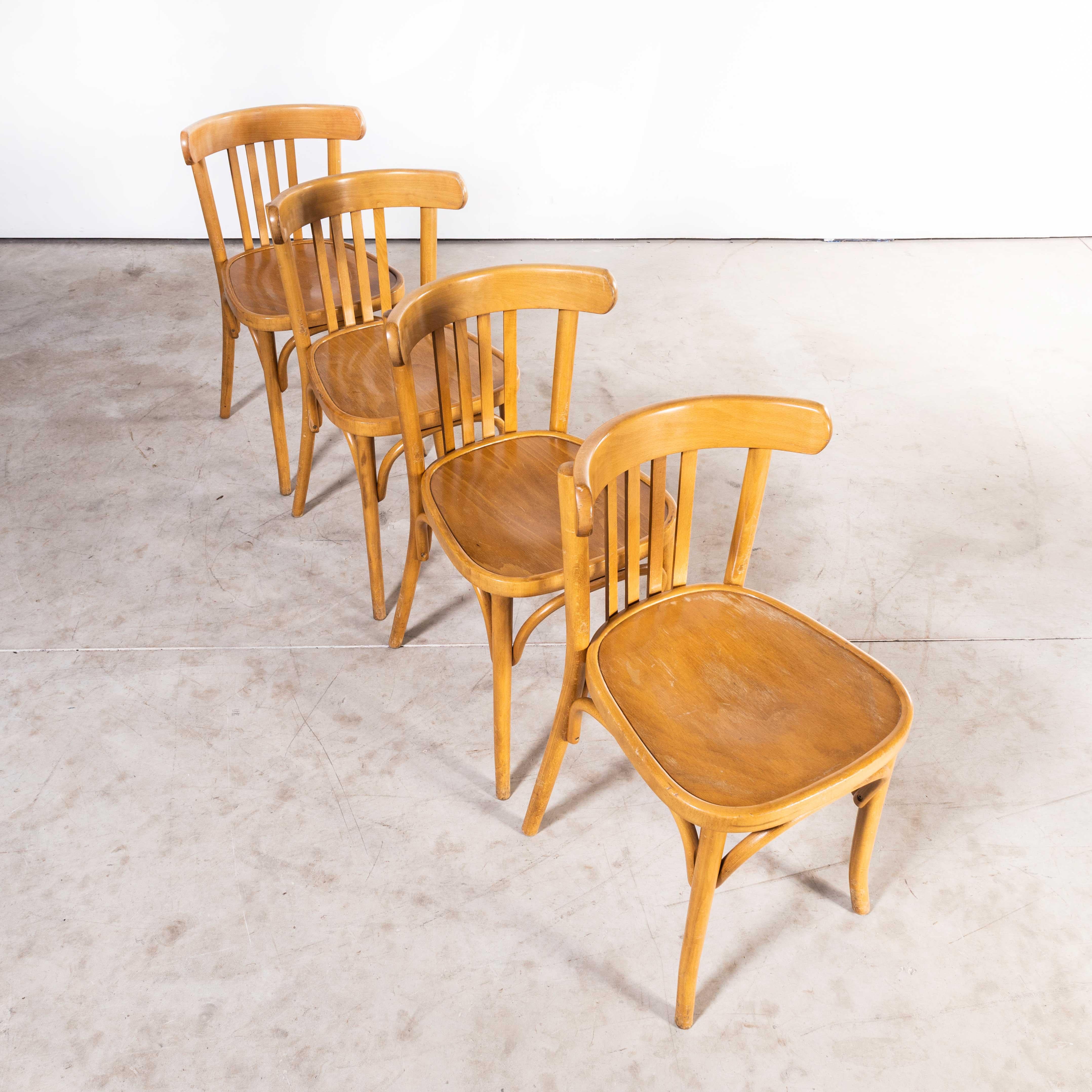 1970's Bentwood Honey Beech Bentwood Dining Chairs, Set of Four For Sale 3