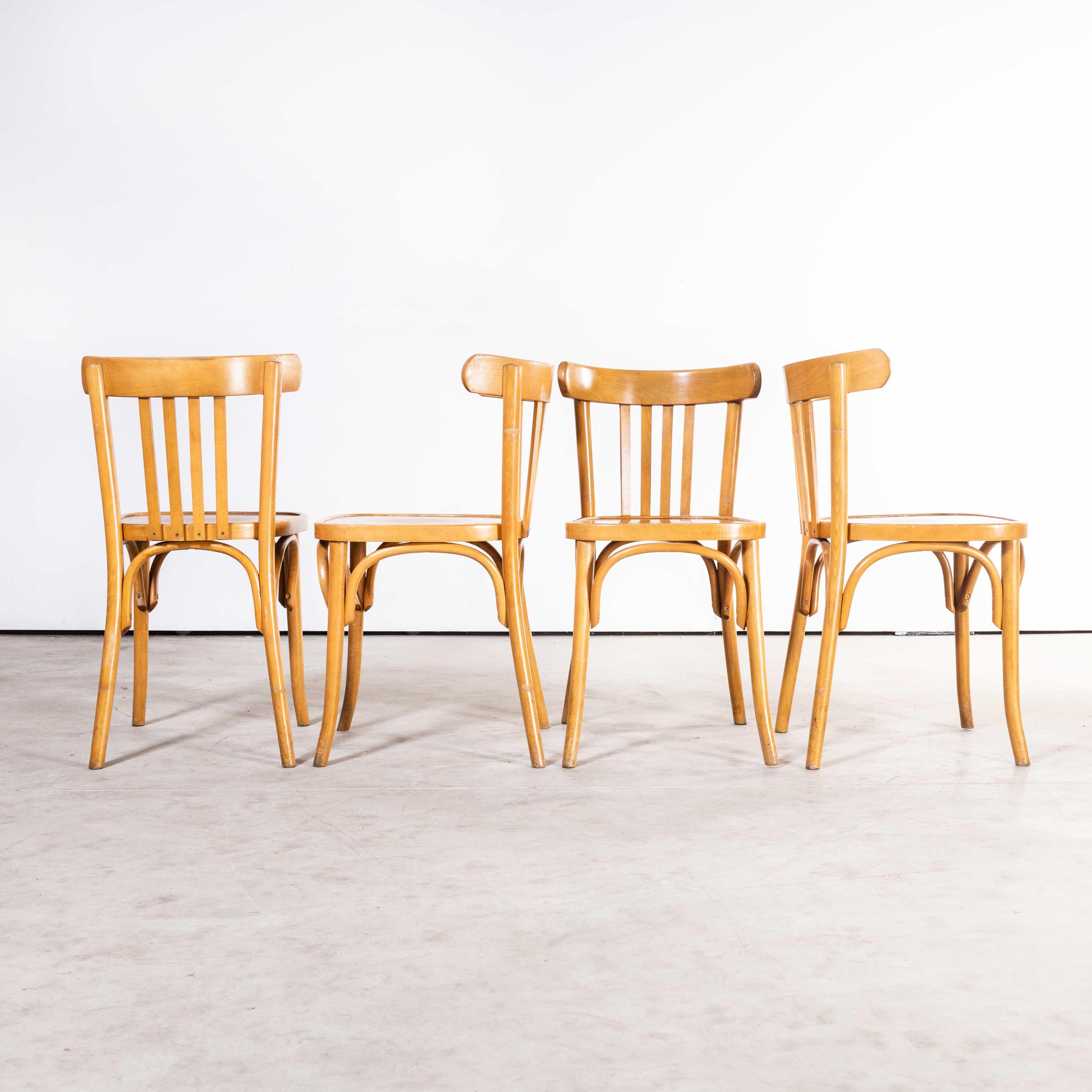 1970's Bentwood Honey Beech Bentwood Dining Chairs, Set of Four For Sale 4