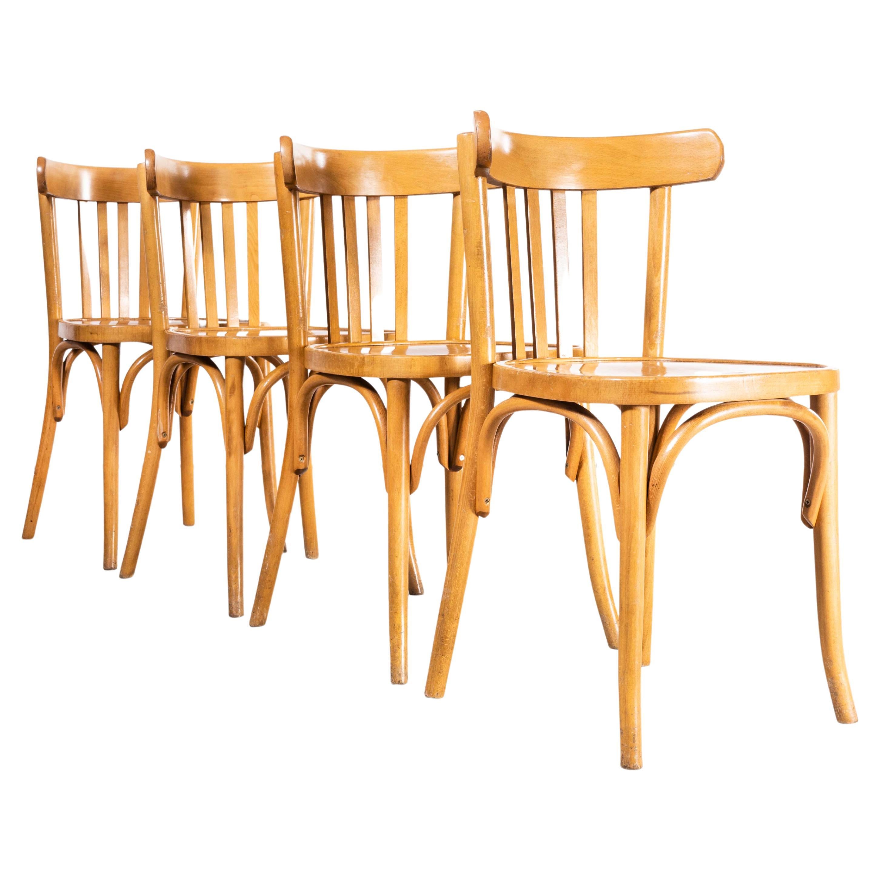 1970's Bentwood Honey Beech Bentwood Dining Chairs, Set of Four