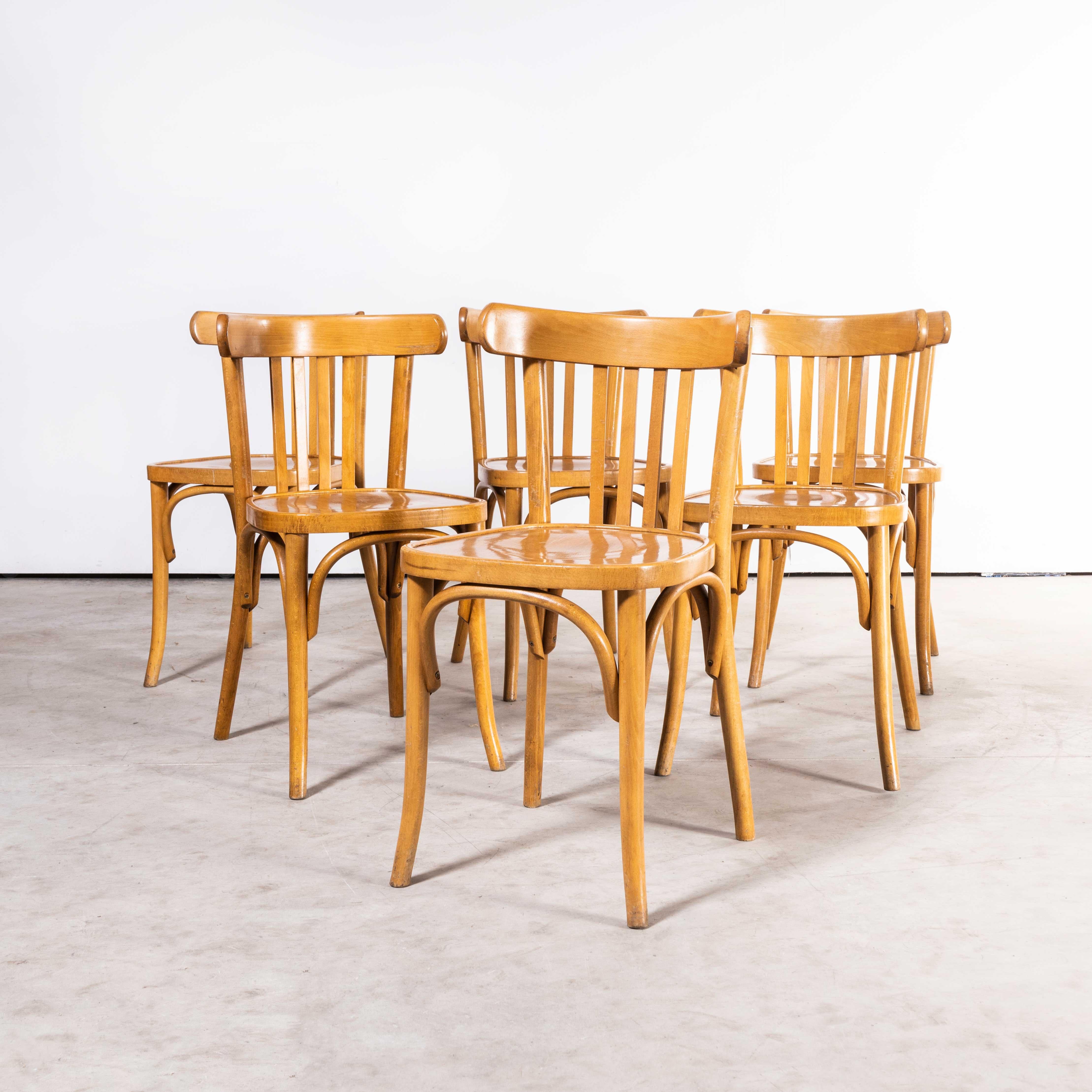 1970's Bentwood Honey Beech Bentwood Dining Chairs, Set of Six For Sale 5