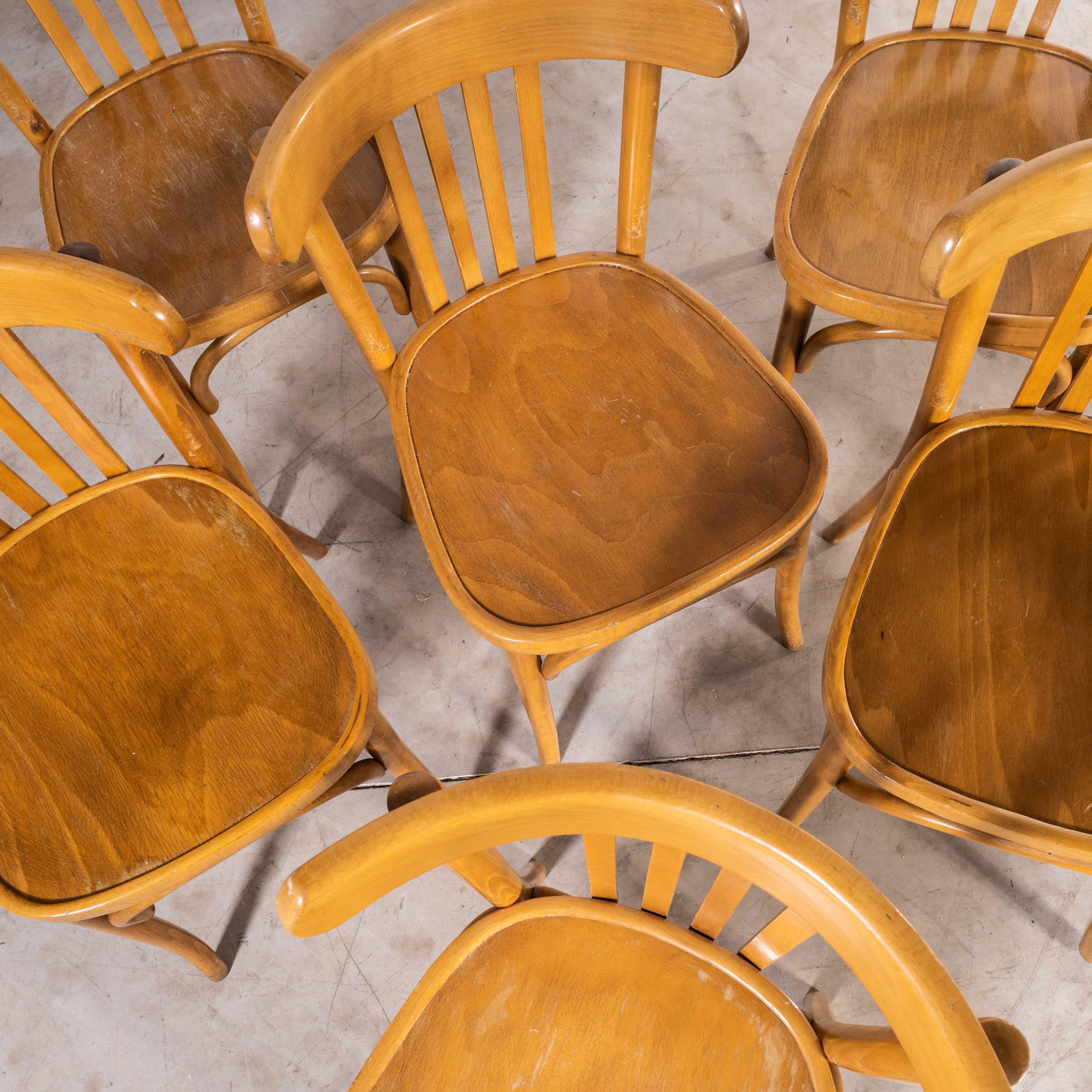 1970's Bentwood Honey Beech Bentwood Dining Chairs, Set of Six For Sale 3