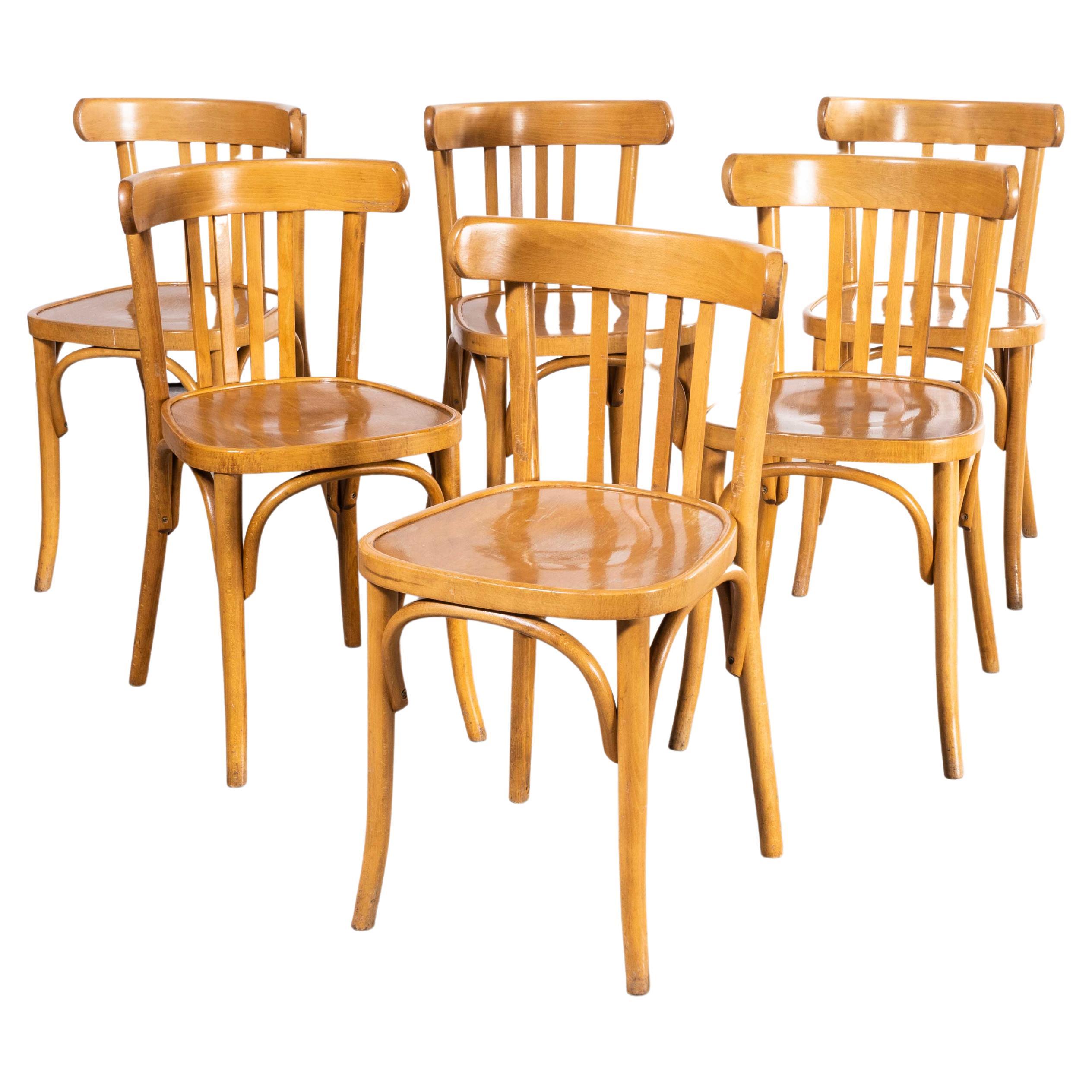 1970's Bentwood Honey Beech Bentwood Dining Chairs, Set of Six