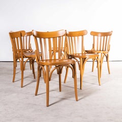 1970's Bentwood Honey Beech Striped Seat Bentwood Dining Chairs, Set of Six