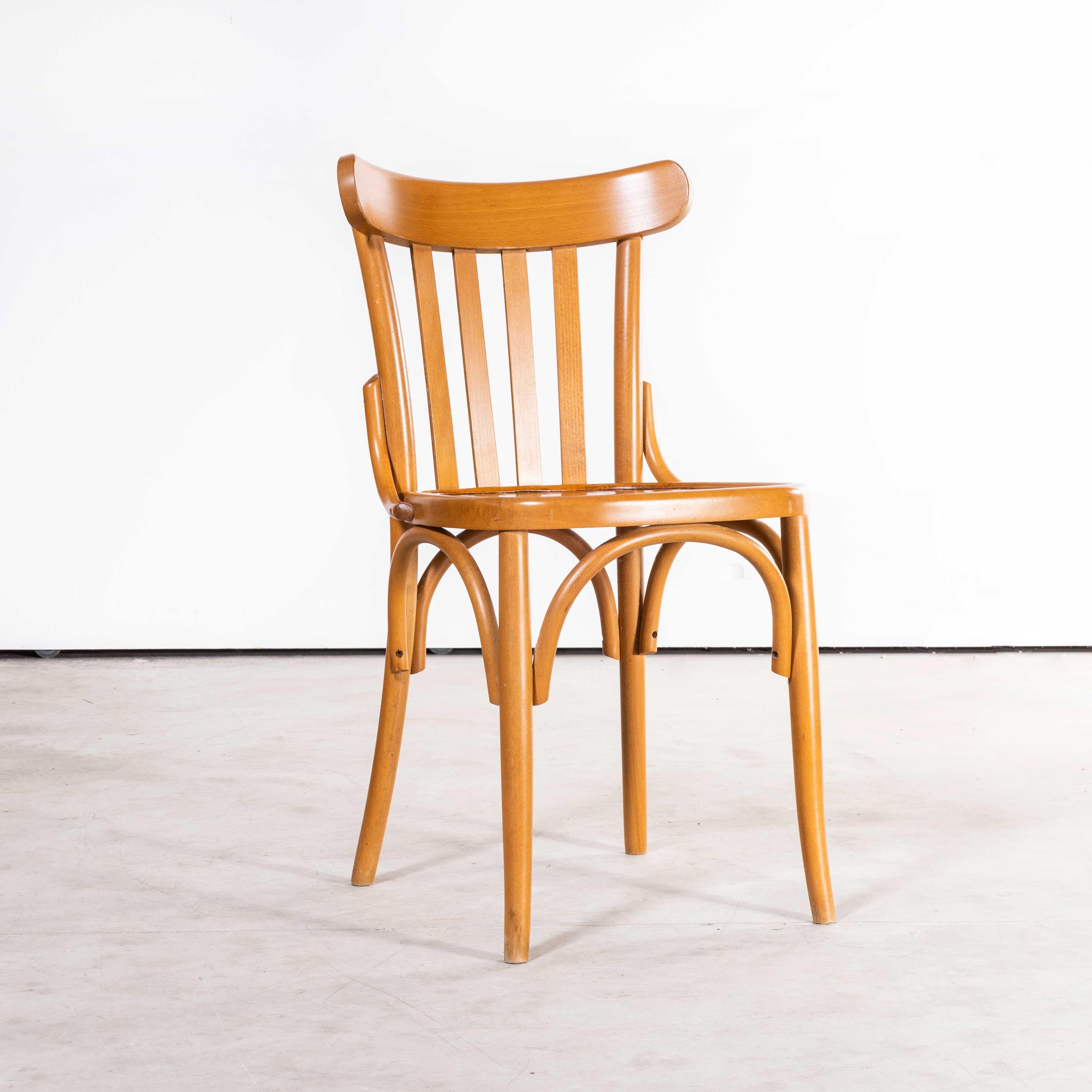 1970's Bentwood Honey Beech Striped Seat Bentwood Dining Chairs, Set of Six In Good Condition For Sale In Hook, Hampshire