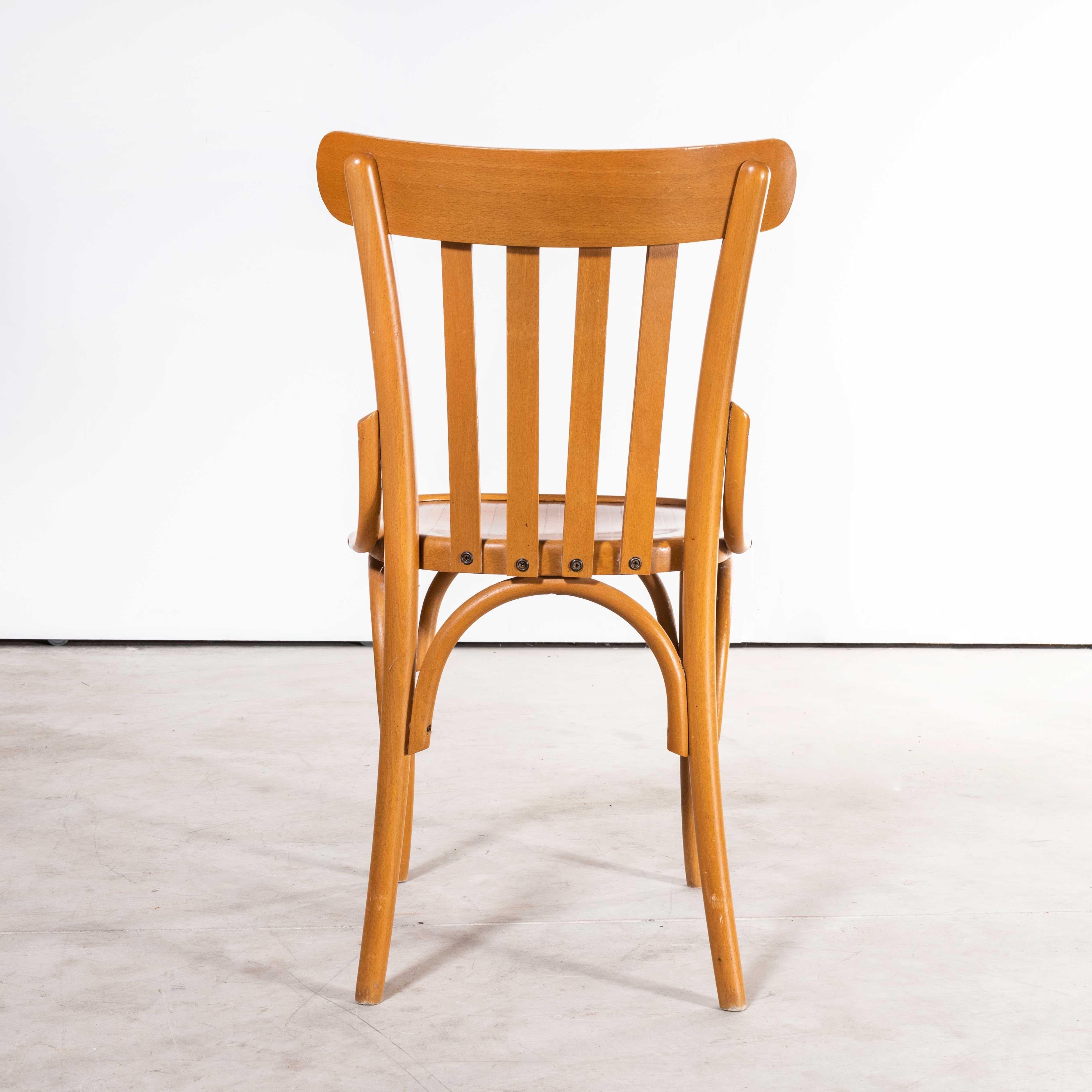 1970's Bentwood Honey Beech Striped Seat Bentwood Dining Chairs, Set of Six For Sale 2