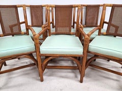 1970s Bentwood Rattan Cane Dining Armchairs, Set of 6