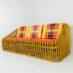 1970s Bentwood Sofa with Groovy Upholstered Cushions