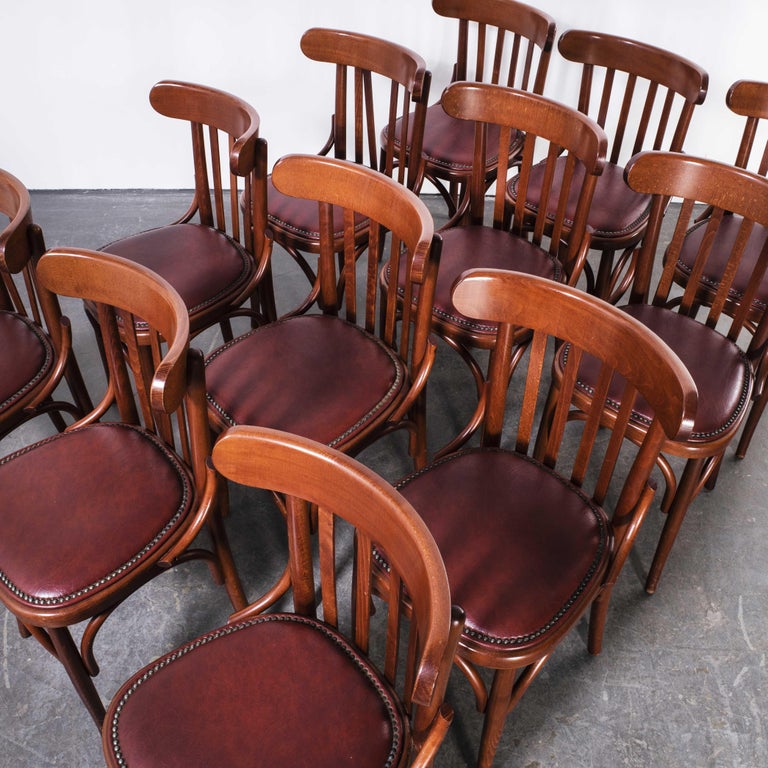1970's Bentwood Upholstered Dining Chairs, Set of Twelve For Sale at