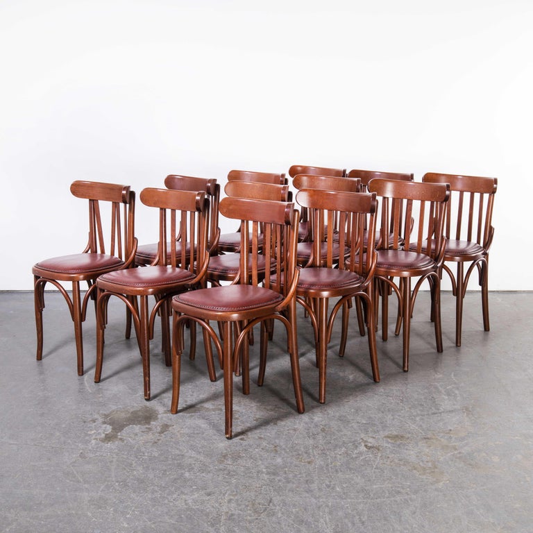 1970's Bentwood Upholstered Dining Chairs, Set of Twelve For Sale at