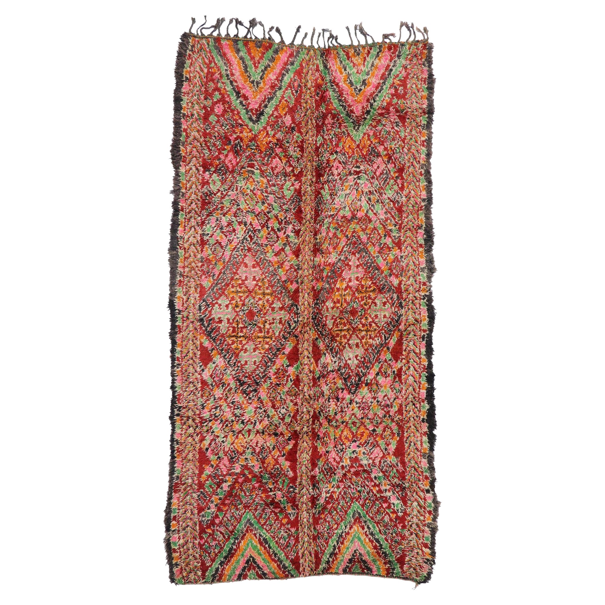 1970's Berber Beni M'guild Moroccan Carpet with Modern Style