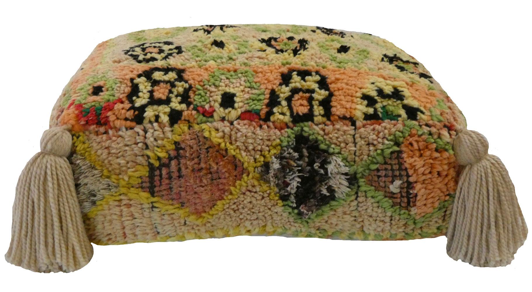 1970er Vintage Marokkanische Wolle Pouf Bodenkissen im Zustand „Gut“ im Angebot in Los Angeles, CA