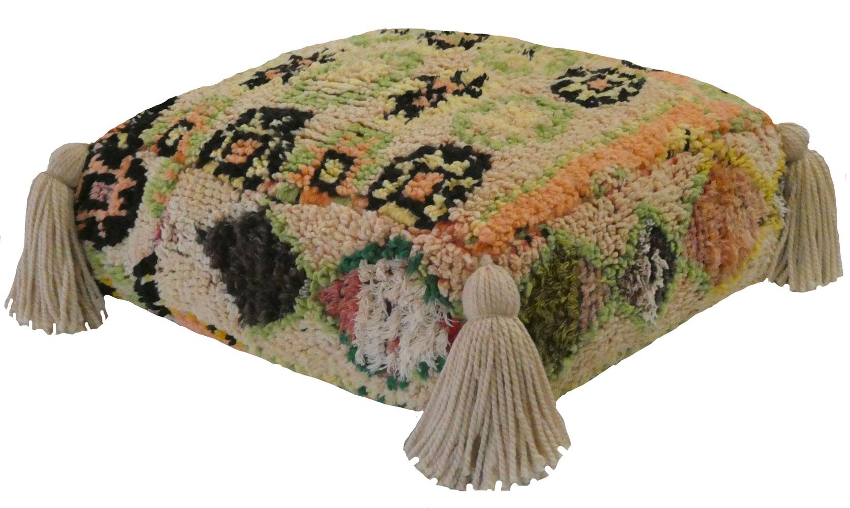 1970er Vintage Marokkanische Wolle Pouf Bodenkissen im Angebot 1