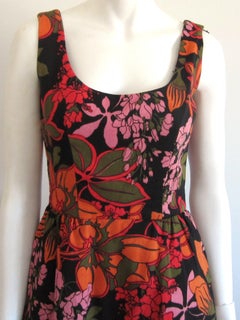 Maxi Dress Evelyn Byrnes Floral Orange & Red 1970s Bergdorf Goodman