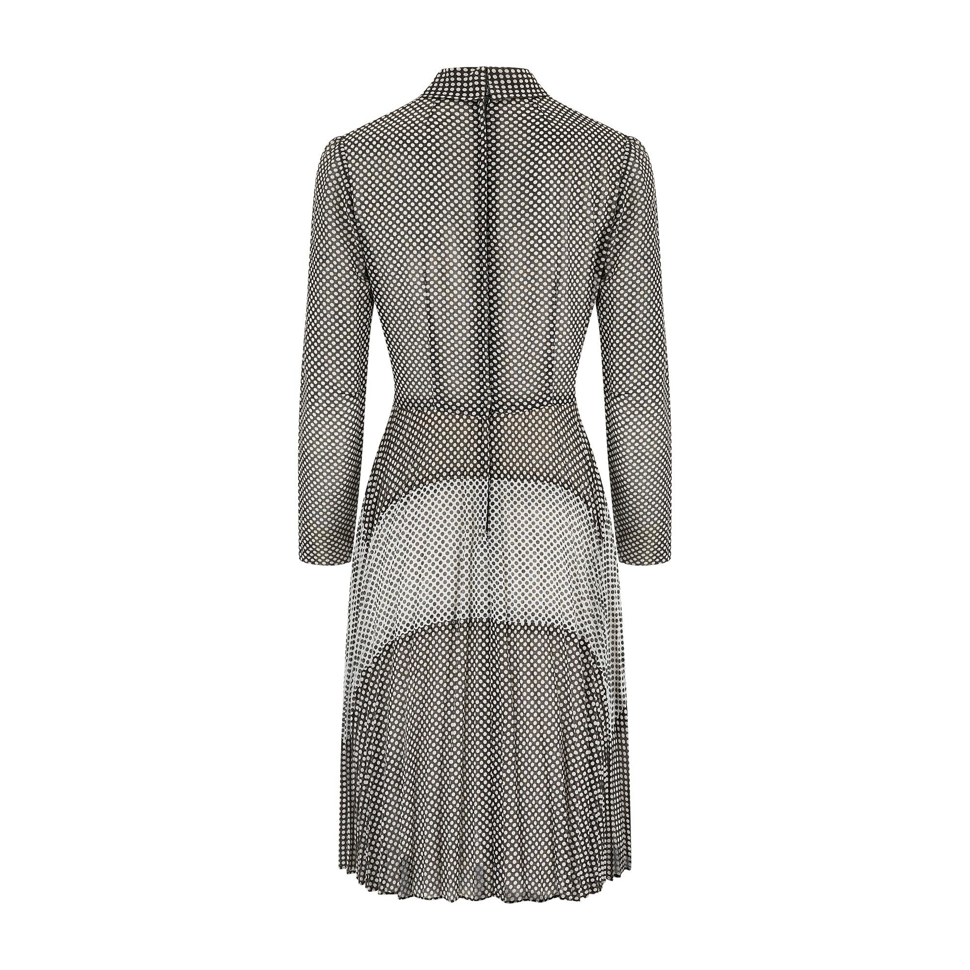 Gris 1970 Berkertex - Robe en coton imprimé à pois monochrome en vente