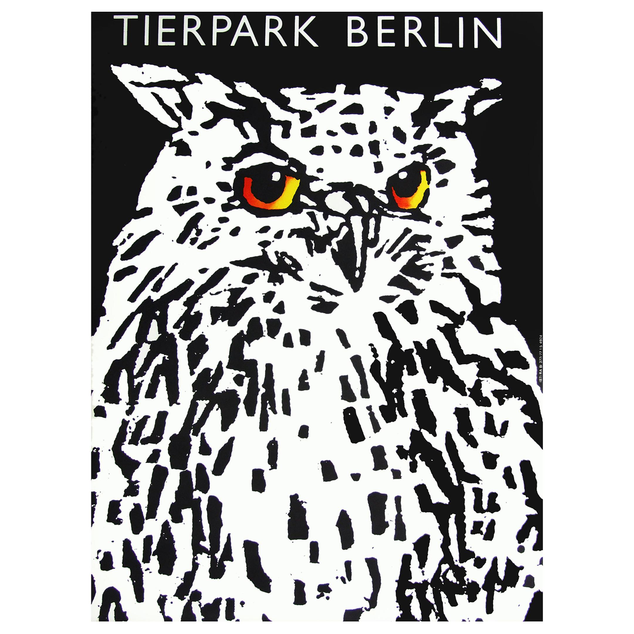 1970s Berlin Zoo Owl Germany Travel Poster Pop Art Design