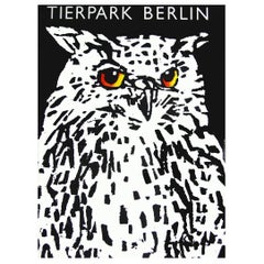 Retro 1970s Berlin Zoo Owl Germany Travel Poster Pop Art Design