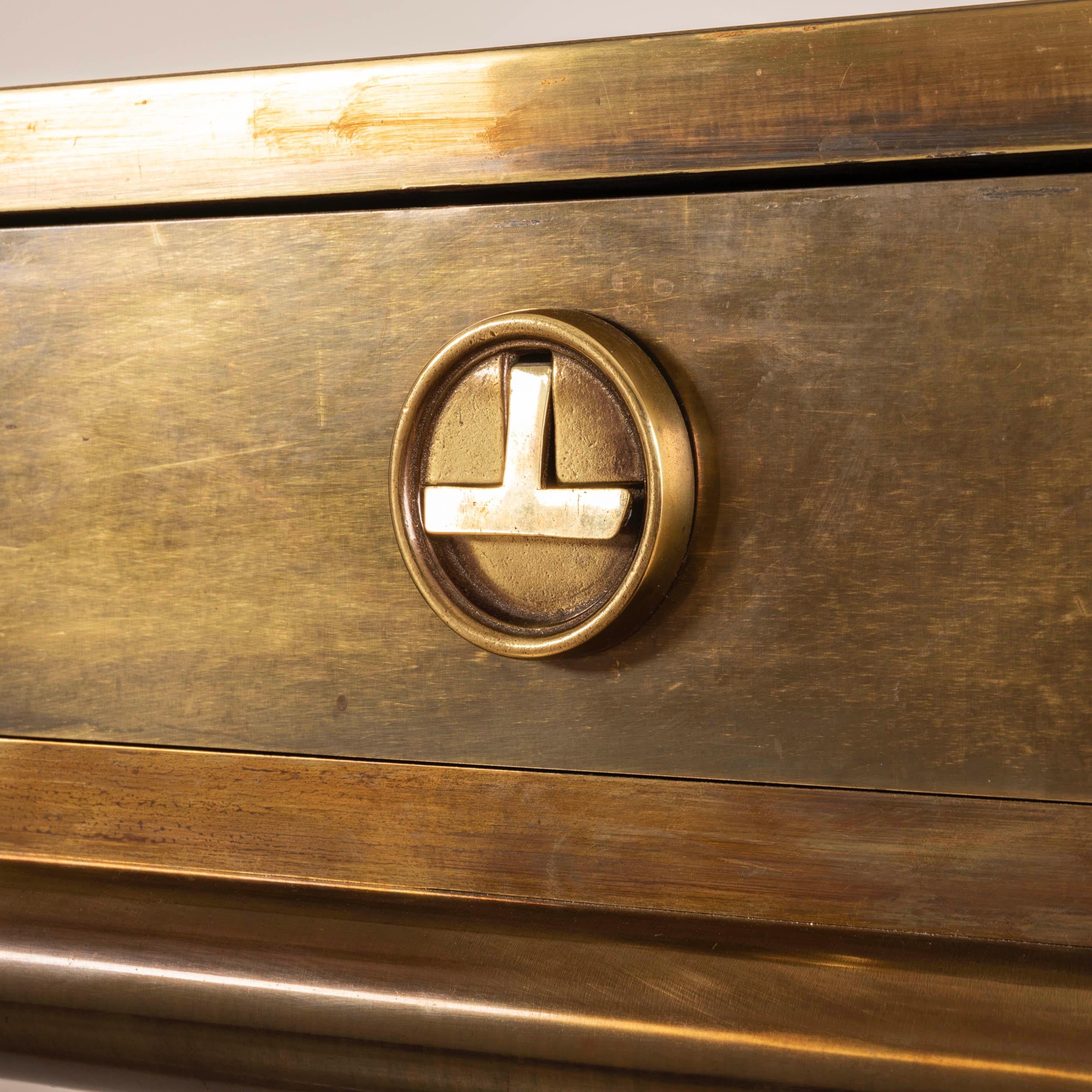 Late 20th Century 1970s Bernhard Rohne Brass and Bronze Desk, Mastercraft